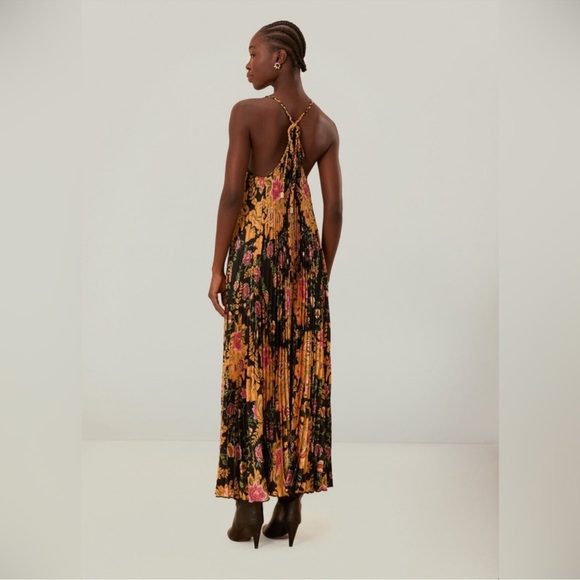 Farm Rio Black Arabesque Floral Pleated Midi Dress - Picture 5 of 9